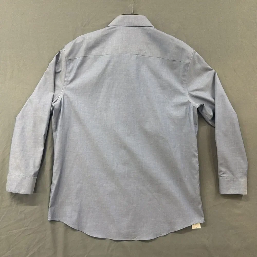 Calvin Klein Regular Fit Non-Iron Light Blue Microdot Dress Shirt 16 32/33
